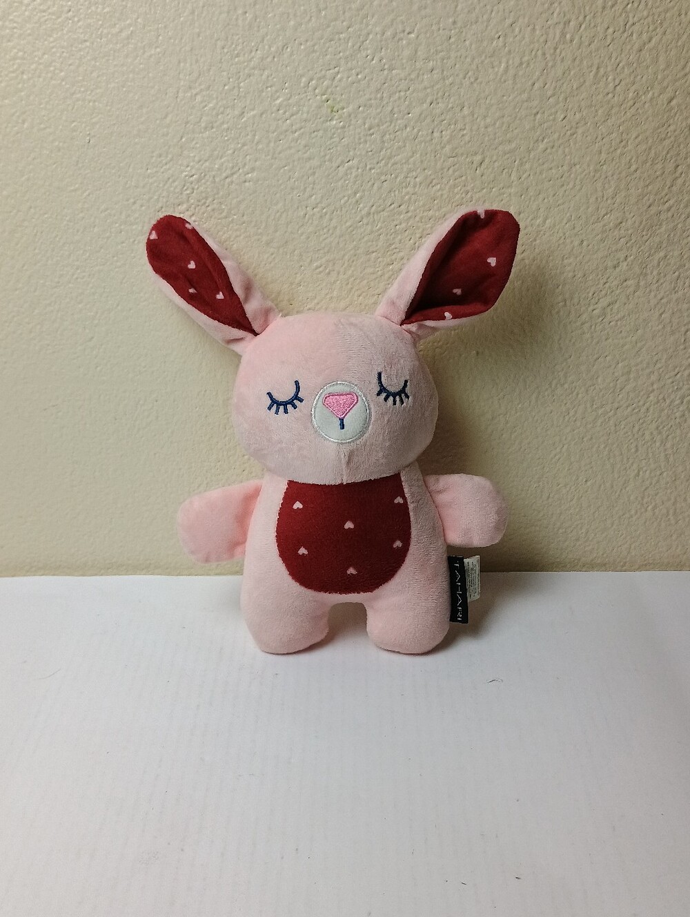 Tahari Pink and Red Plush Bunny Stuffed Toy